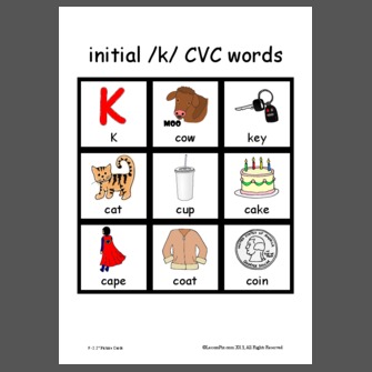 initial /k/ CVC words