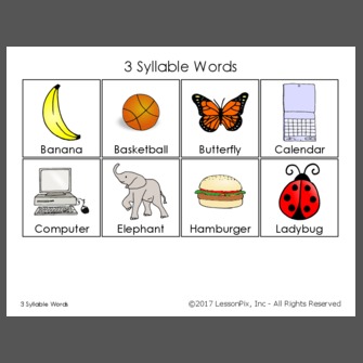 List Of 3 Syllable Words