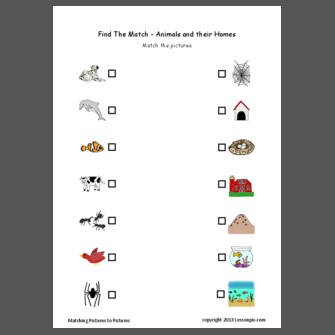Find The Match - Animals and their Homes
