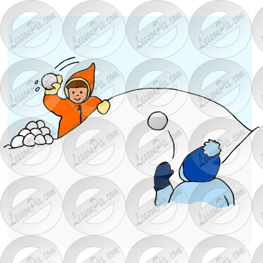 Snowball Fight Picture for Classroom / Therapy Use - Great Snowball