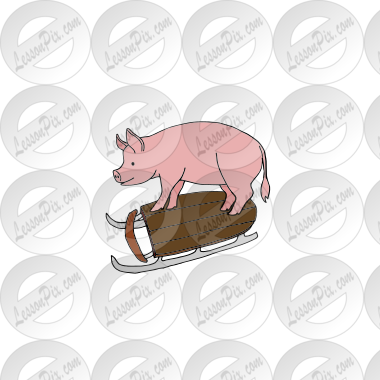 pig on sled Picture