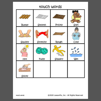 tactile descriptive words