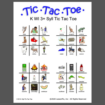 K WI 3+ Syll Tic Tac Toe