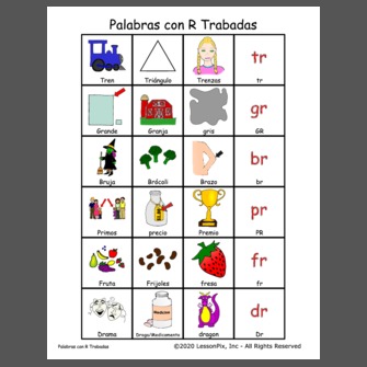Spanish R Blends words