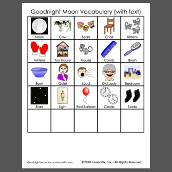 Goodnight Moon Vocabulary (with text)