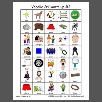 Vocalic /r/ warm up #2