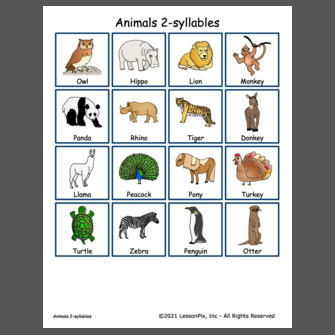 Animals 2-syllables