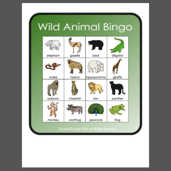 Wild Animal Bingo