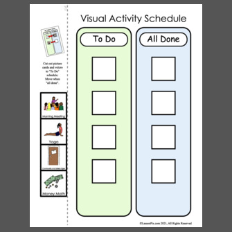 Visual Schedules Materials from the LessonPix Sharing Center