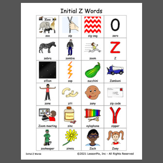 list of z words speech therapy