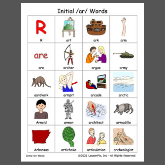 Initial /ar/ Words Initial /ar/ Words
