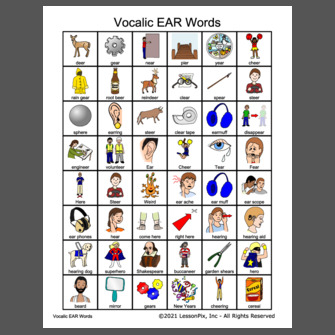 Vocalic EAR Words