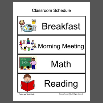 Visual Schedules Materials from the LessonPix Sharing Center