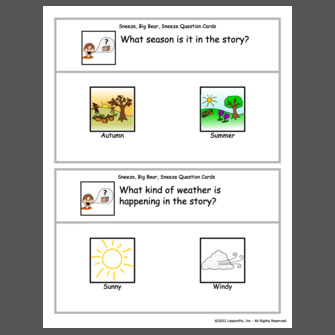 Sneeze, Big Bear, Sneeze Question Cards
