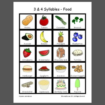 3 & 4 Syllables - Food