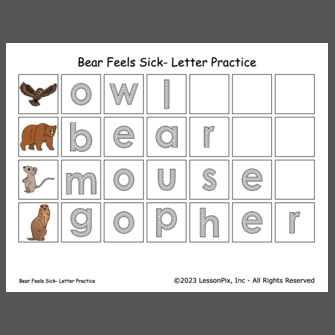 Bear Feels Sick- Letter Practice