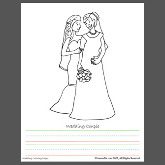 bride and groom coloring page