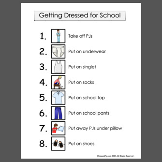 getting dressed for school