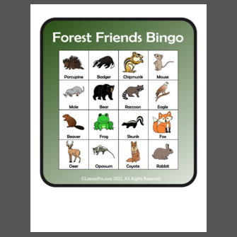 Forest Friends Bingo