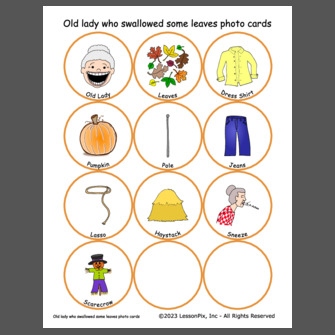 There was an old lady who swallowed some leaves photo cards