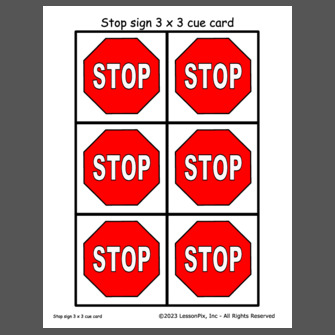 Stop sign 3 x 3 cue card