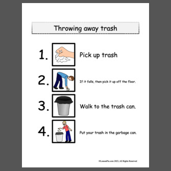 Throwing away trash