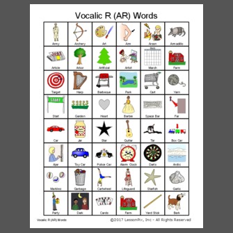 Vocalic R (AR) Words