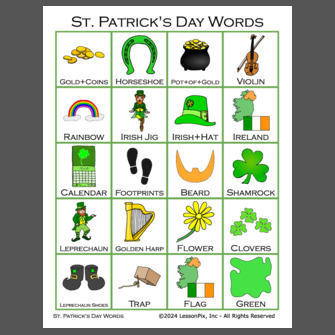 5 letter words saint patrick's day