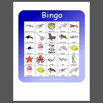 Ocean animal Bingo