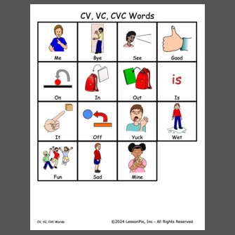 CV, VC, CVC Words