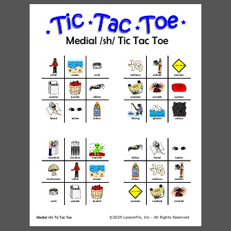 Medial /sh/ Tic Tac Toe