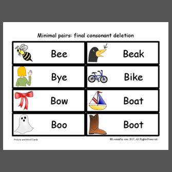 Minimal pairs: final consonant deletion