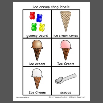 ice cream shop labels