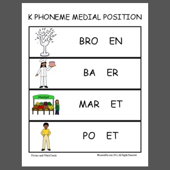 K PHONEME MEDIAL POSITION