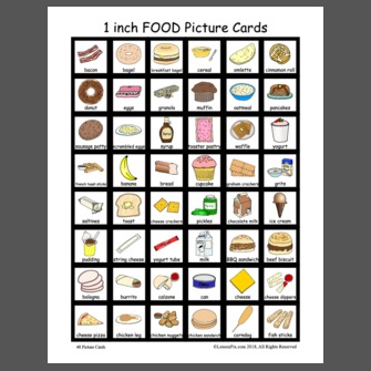 1 inch FOOD Picture Cards