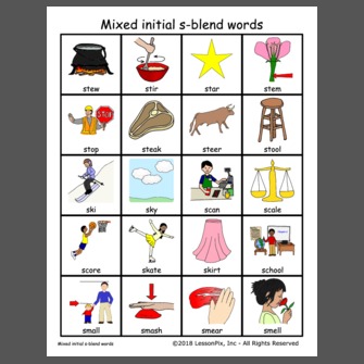 S Blend Words - Word Wall