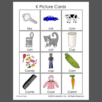 Initial K Picture Cards