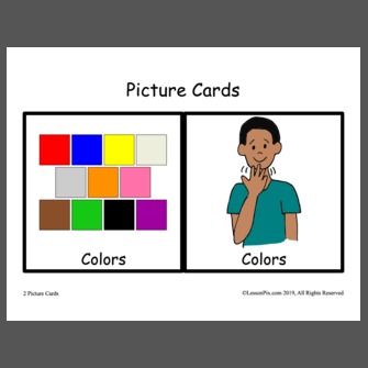 sign language colors printable cards