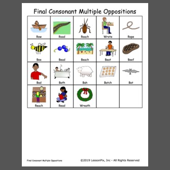 Final Consonant Multiple Oppositions