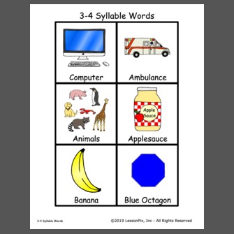 3-4 Syllable Words