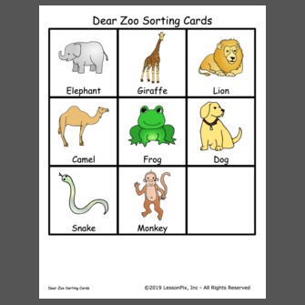 Dear Zoo Sorting Cards