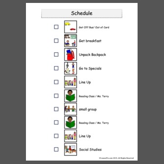 3rd grade Visual Schedule