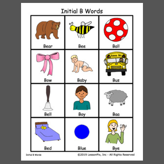 FREE* Letter B Beginning Sound Word List