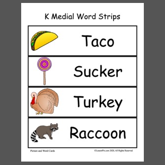 K Medial Word Strips