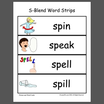 S Blend Words - Word Wall