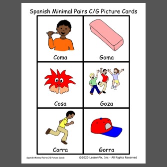 Spanish Minimal Pairs C/G Picture Cards