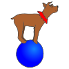 The+dog+is+standing+on+a+ball. Picture