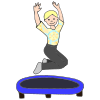 He jumps.
