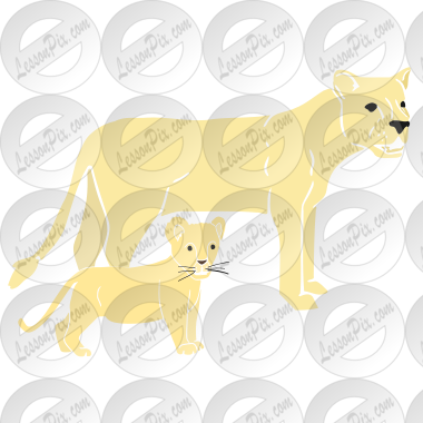 Lioness and Cub Stencil