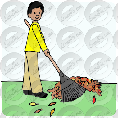 Raking Picture for Classroom / Therapy Use - Great Raking Clipart